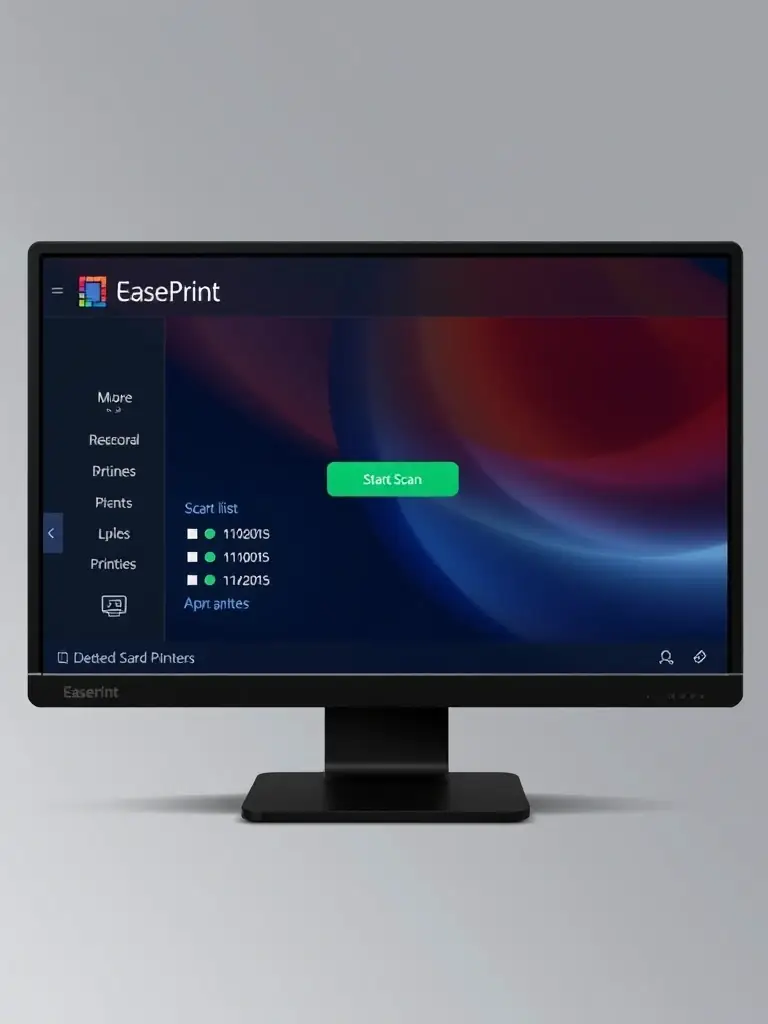 A screenshot of the EasePrint software's initial scan screen, highlighting the 'Start Scan' button and the list of detected printers.