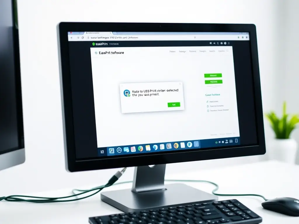 A screenshot of EasePrint software automatically detecting a connected USB printer, highlighting the ease of setup.