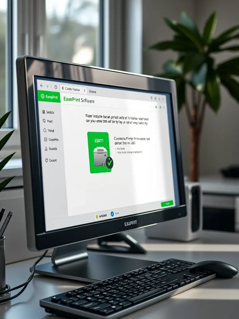 A screenshot of the EasePrint software interface, specifically highlighting the auto-detection feature identifying a connected printer via USB.