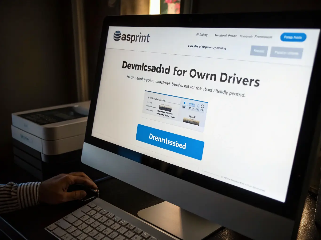 An image depicting EasePrint's driver download interface, showcasing the software's ability to find and download the correct drivers for a specific printer model.
